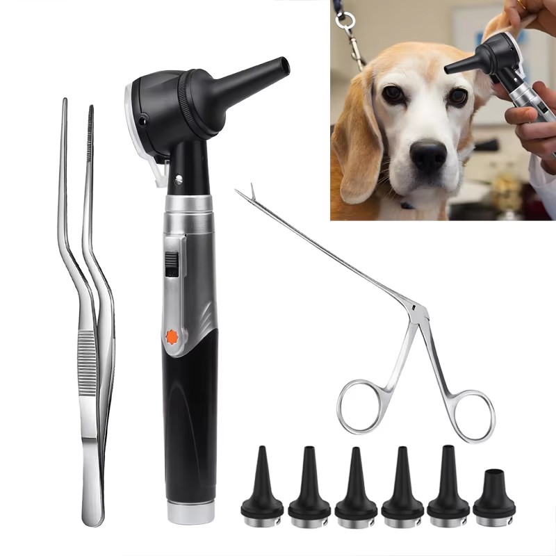Veterinary Otoscope - คีมถอนขี้หูสัตว์แบบส่องกล้องสำหรับสัตวแพทย์ คีมจับขี้หูรูปจระเข้ ที่คีบทำความสะอาดหู แหนบ C3